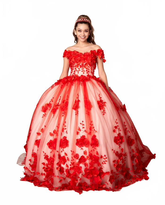 3D Floral Quinceanera Dress Off Shoulder Ball Gown by Calla SCL30005