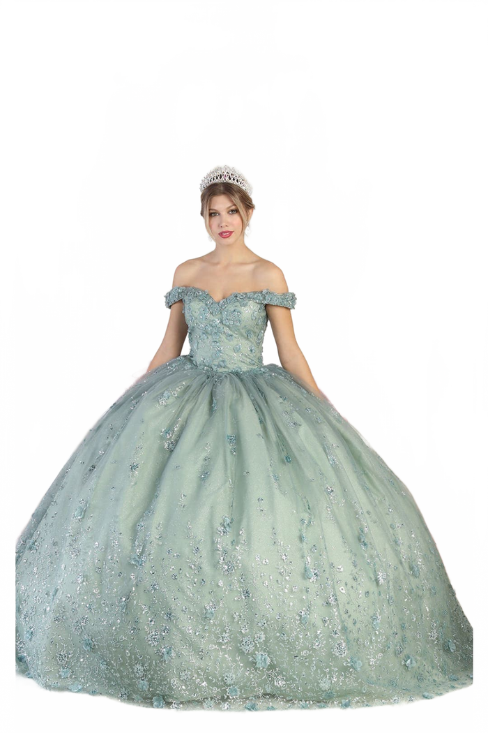 Quinceanera Dress Ball Gown W/ Cape 3D Floral Mesh by Layla K LK202