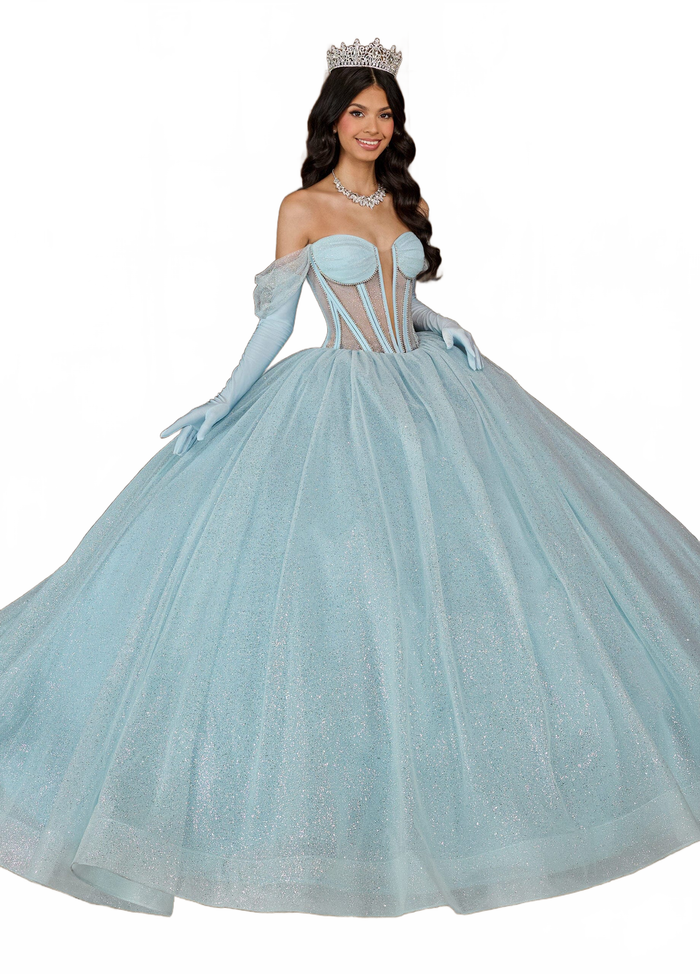 Rachel Allan RQ2183 Sheer Corset Glitter Quinceanera Dress