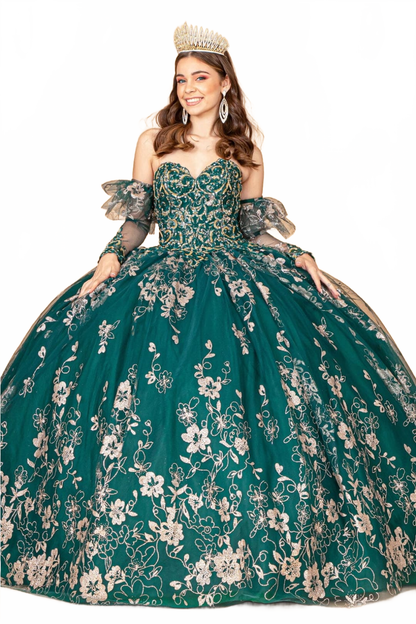 Glitter Print Strapless Ball Gown by Elizabeth KGL1944