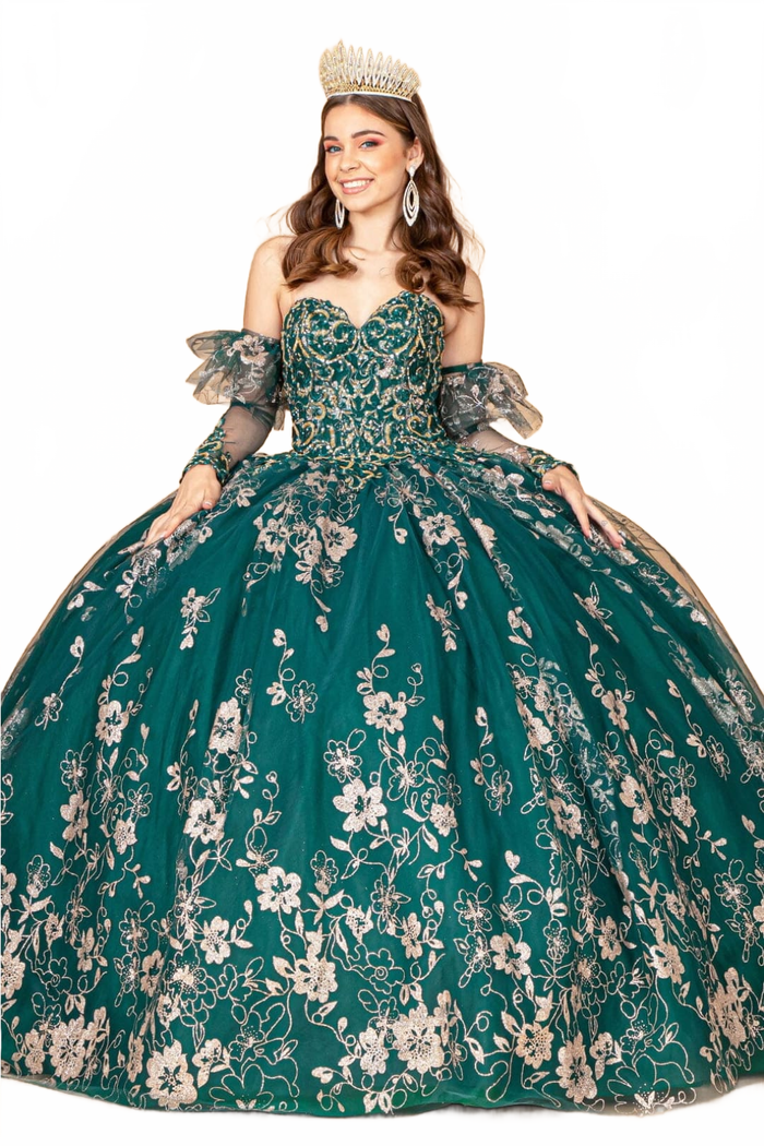 Glitter Print Strapless Ball Gown by Elizabeth KGL1944