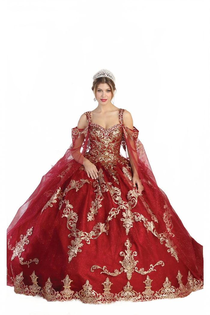 Layla K LK210 Quinceanera Gown with Cape Sleeve