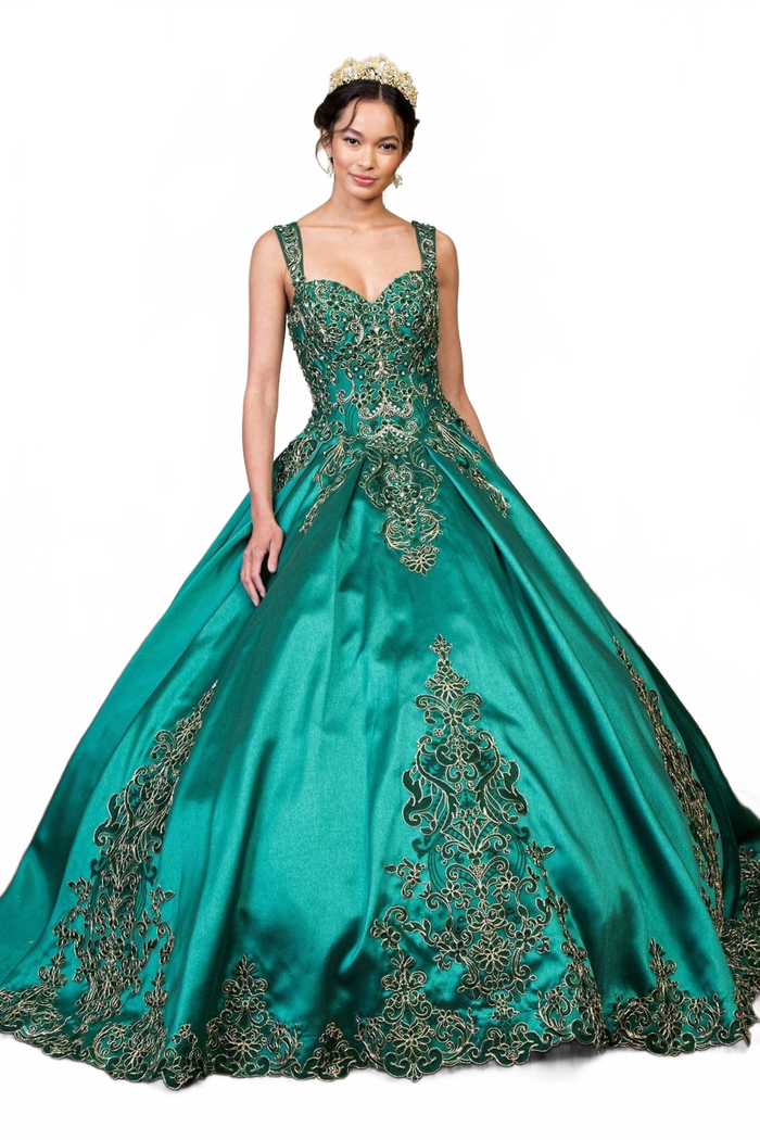 Embroidered Satin Ball Gown by Elizabeth KGL1930
