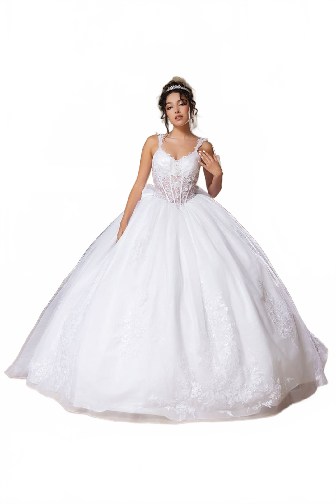 Wedding Dress V-Neck Pleated Masquerade Ball Gown By Layla K LK269