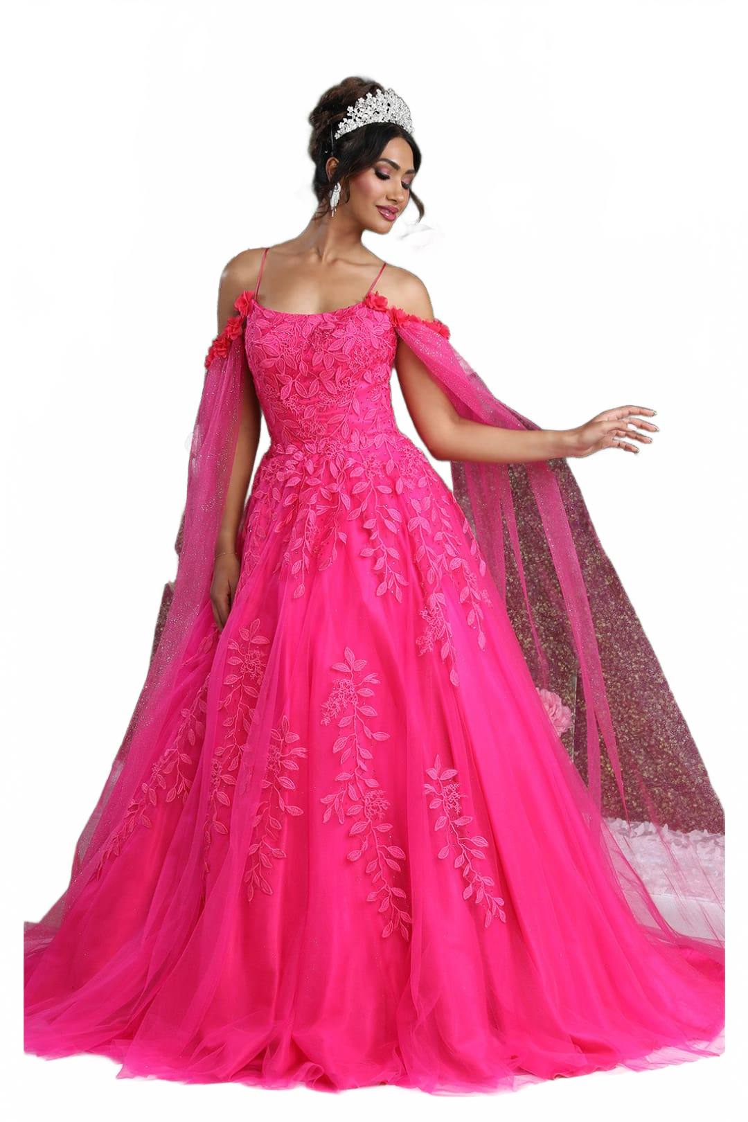Plus Size Ball Gown in Fuchsia | Formal Quinceanera Dress by LK191