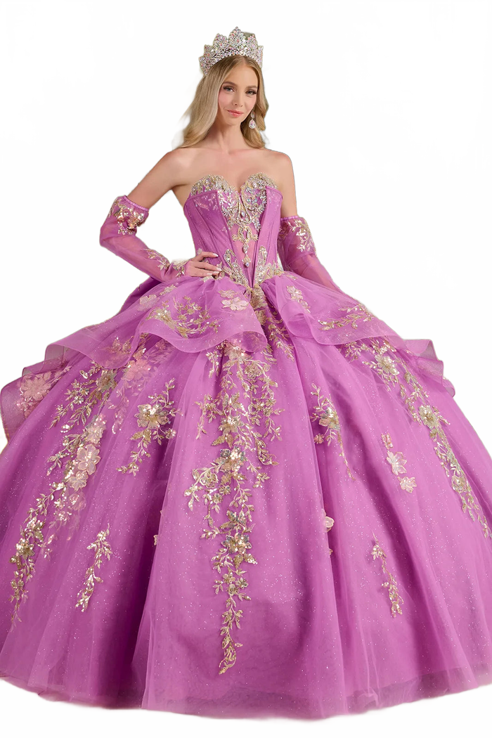 Strapless Long Sleeve Ball Gown by Elizabeth KGL3647