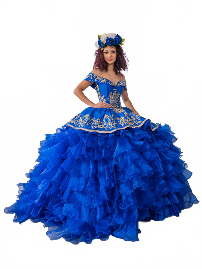 Ruffled Charro Quinceanera Dress Off Shoulder Ball Gown by Calla SCL-30013
