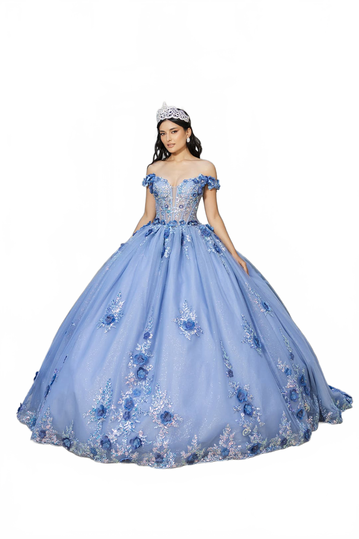 Gala Gown Off Shoulder Sheer Corset  Prom Dress By Layla K LK262
