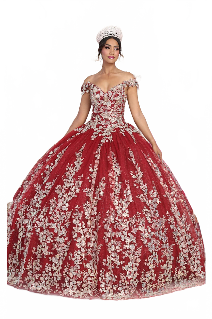 Layla K LK228 Off Shoulder Butterfly Embroidery Quinceanera Ball Gown