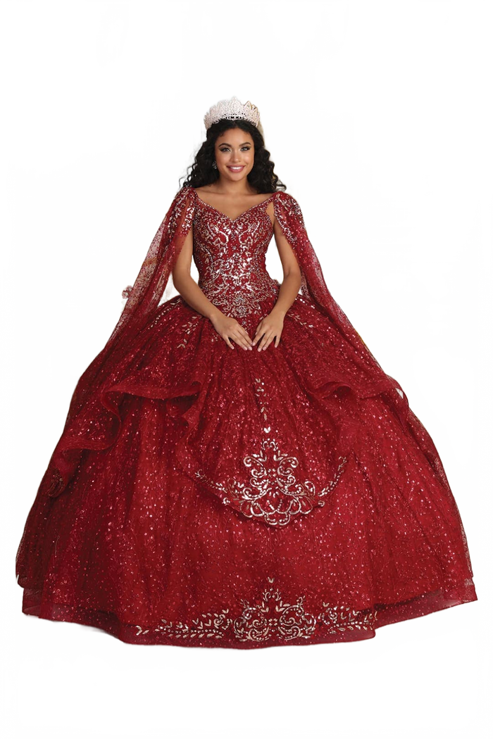 Plus Size Ball Gown in Burgundy | Formal Quinceanera Dress by LK218