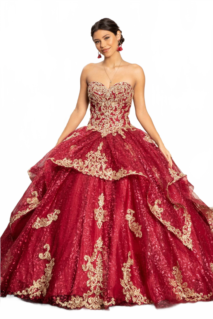 Sequin Print Strapless Ball Gown by Elizabeth KGL1987