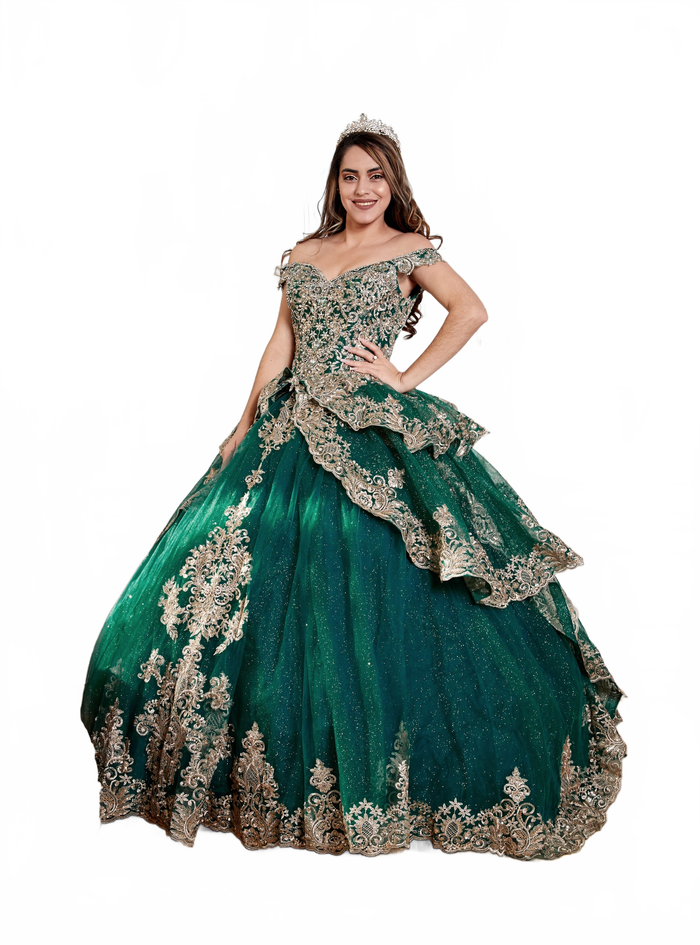 Applique Off-Shoulder Quinceanera Dress Layered Embroidered Ball Gown by Calla WB-20525