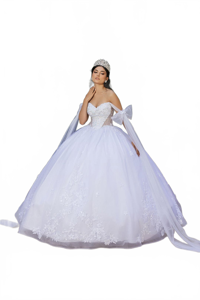 Sweet 16 Ball Gown Cape Sleeves Bridal Dress By Layla K LK263