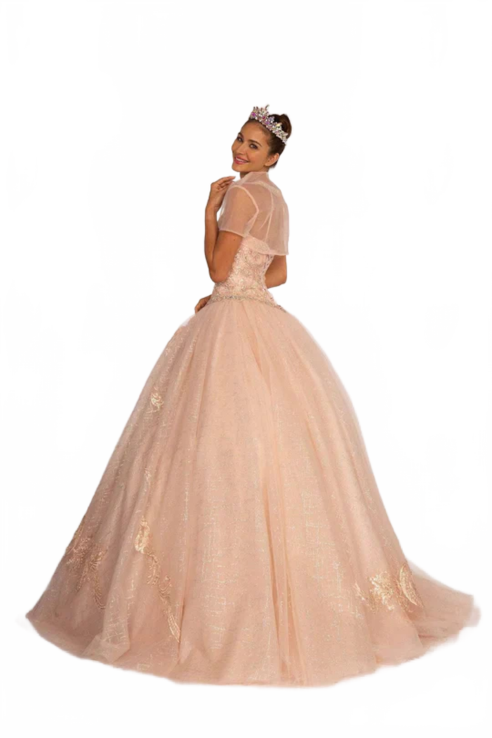 Illusion Sweetheart Glitter Ball Gown by Elizabeth K GL2600