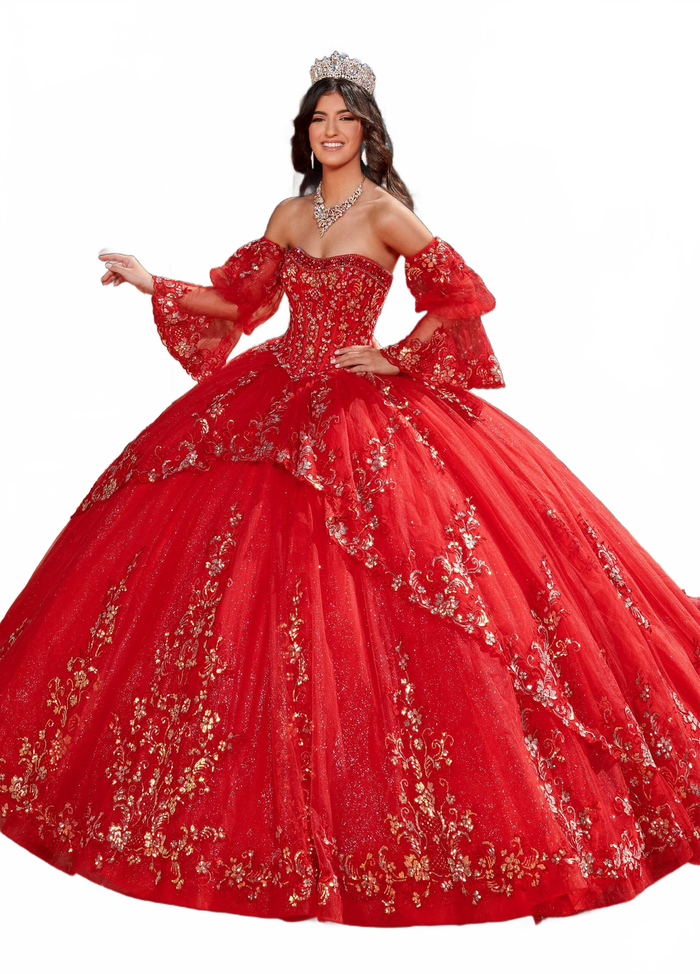 Rachel Allan RQ2178 Strapless Bell Sleeve Quinceanera Dress