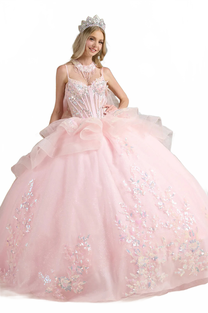 Sleeveless Cape Ball Gown by Elizabeth KGL3645