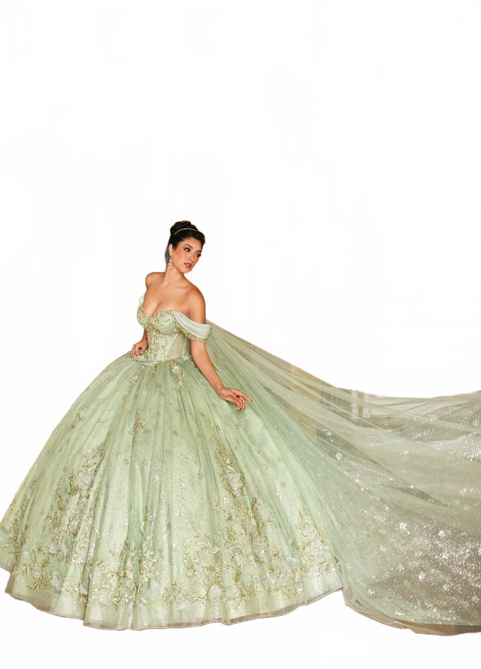 Rachel Allan RQ3146 Cape Sleeve Quinceanera Dress