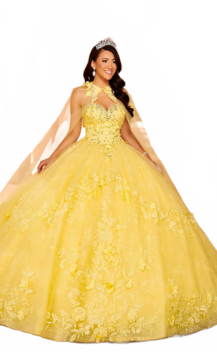 Mary's Bridal MQ2157 3D Floral Cape Quinceanera Dress