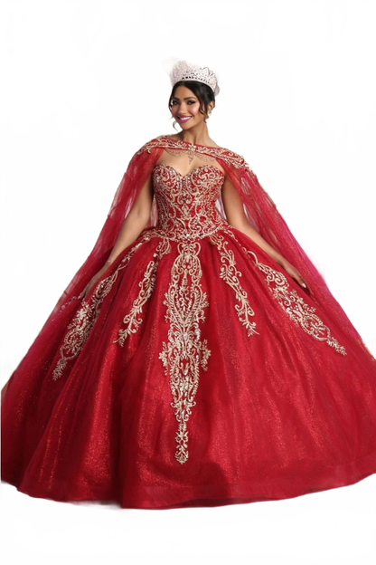 Layla K LK230 Sweetheart Glitter Tulle Quinceanera Long Gown