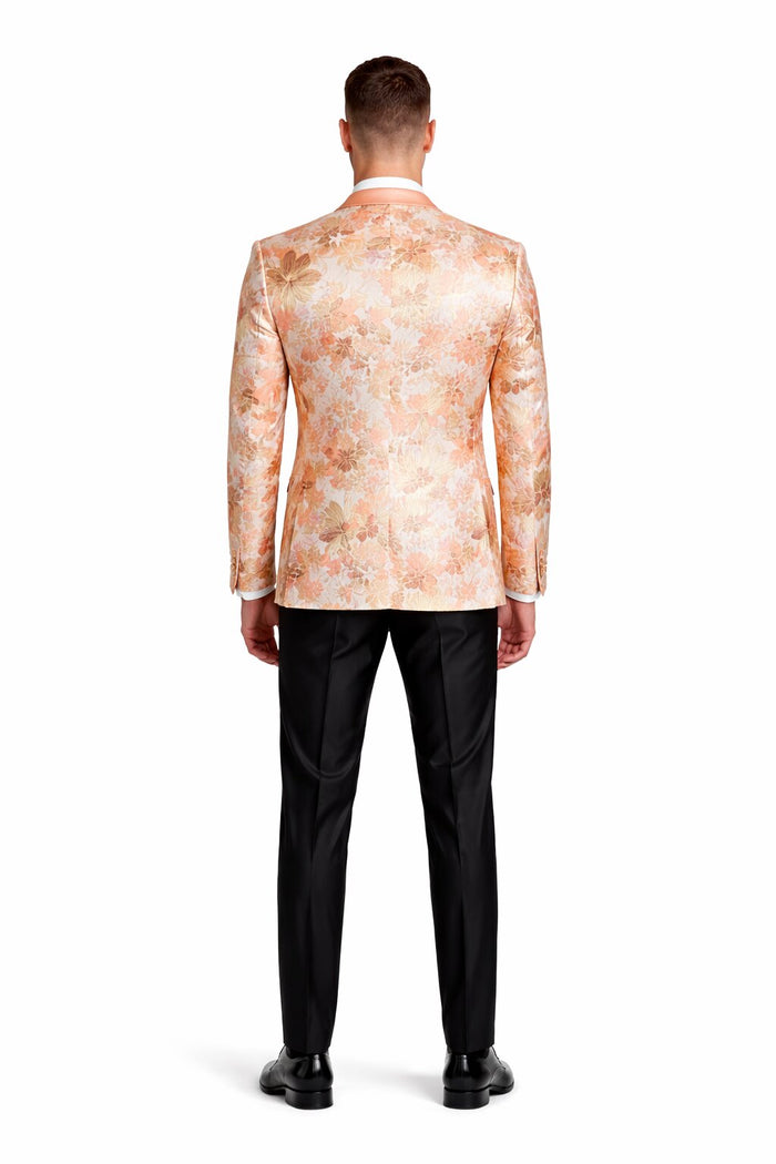Mens Paisley Shawl Prom Tuxedo Blazer in Peach Peach Prom Tuxedos