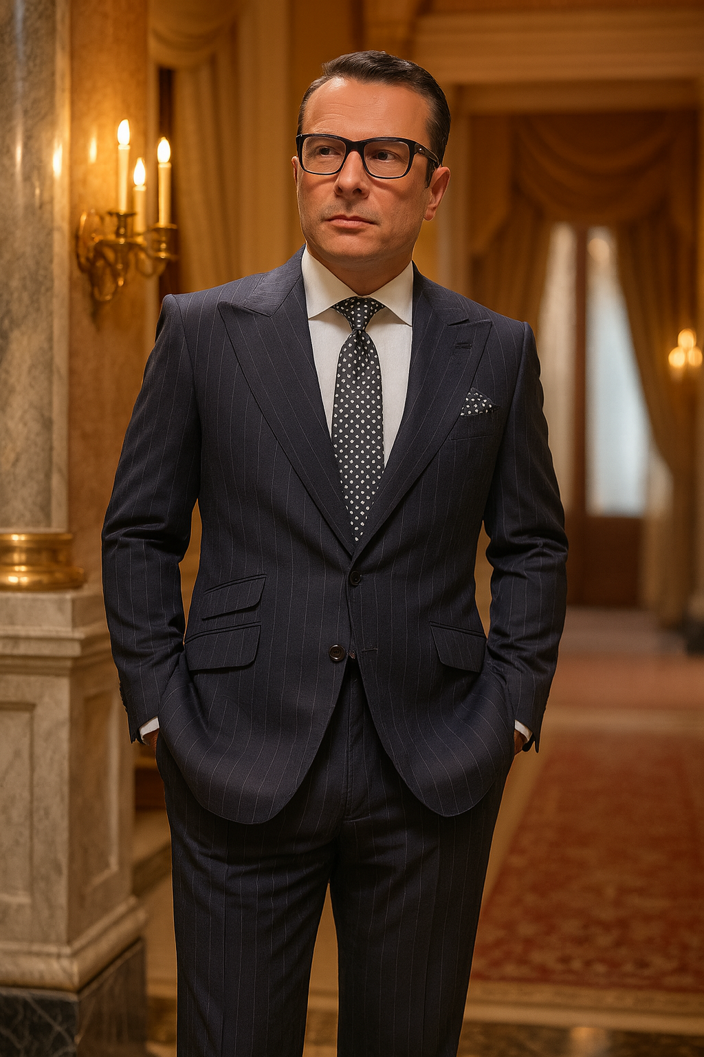 Statement Suits - Wool Suits - Peak Lapel Suits - Ticket Pocket - Modern Fit - Charcoal Stripe Suit