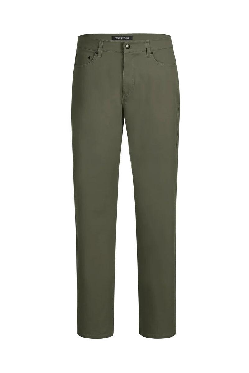 "Pelago Olive Green Men's Stretch Cotton Chino Dress Pants" - Elegant Mensattire