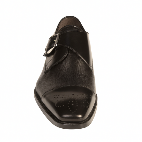 Phoenix Black Genuine Deerskin Monkstraps by Mezlan