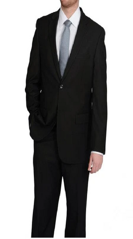 Brand: Caravelli Collezione Suit - Caravelli Suit - Caravelli italy Caravelli Men's Classic Fit Black 2 Button Tonal Stripe Suit