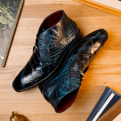Marco Di Milano Pietro Rustic Blue Leather Shoes