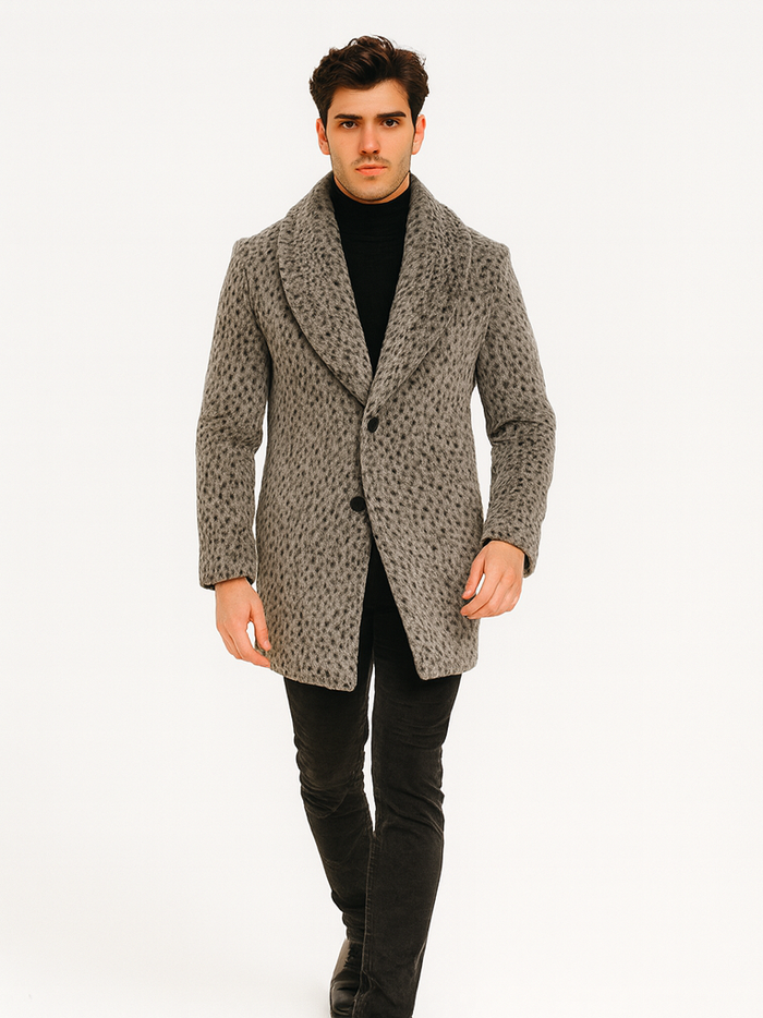 Mens Vintage 1920s Gangster Pimp Coat  Leopard Faux Fur Long Jacket