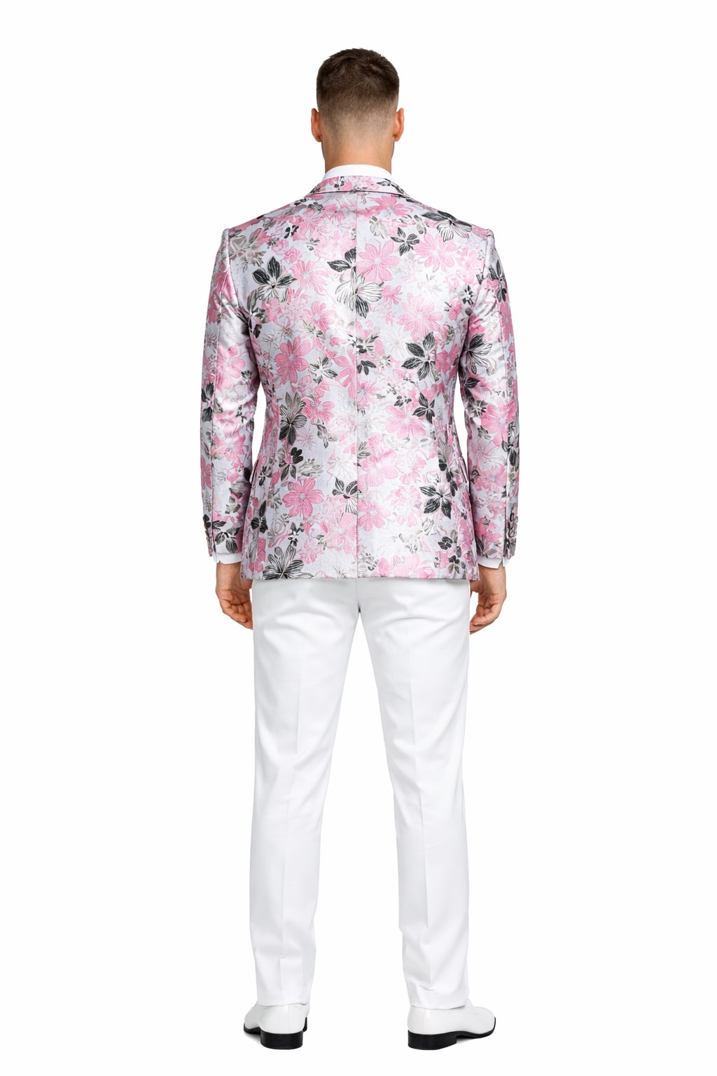Mens Paisley Shawl Prom Tuxedo Dinner Jacket in Pink