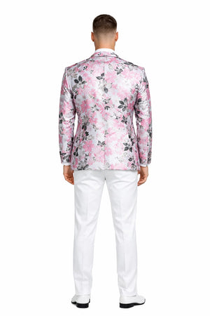 Mens Paisley Shawl Prom Tuxedo Dinner Jacket in Pink