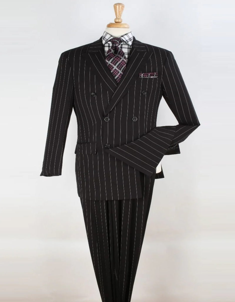 1920s Mens Suit - 1920s Mens Outfit - 1920s  costume  Bold Pinstripe Wide Suit in Black - Men's Tuxedo USA