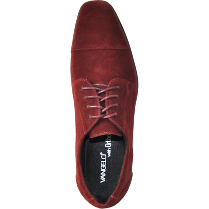Bravo Mens Formal Suede Style Wedding & Prom Cap Toe Dress Shoe in Burgundy
