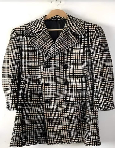 Mens Overcoat - Topcoat For Men - Winter Fabric - Mens Plaid Overcoat - Wool Peacoat - Plaid Topcoats Cream ~ Black ~ Red - Men's Tuxedo USA