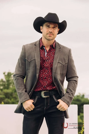 Charcoal Gamuza Suede Western Rancher Blazer – BLZ9445
