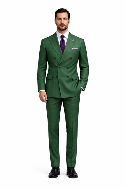 Premium Green Suit with Purple Tie  Stylish Mens Attire