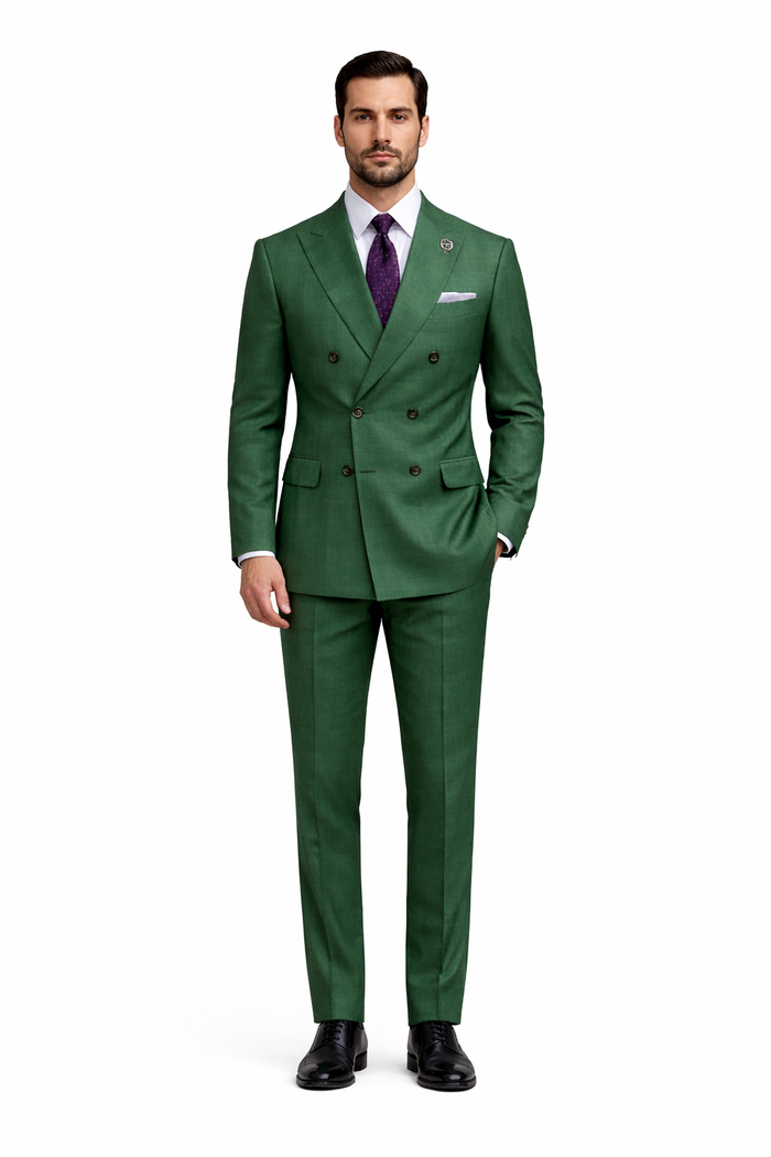 Premium Green Suit with Purple Tie - Stylish Men's Attire