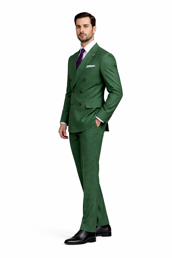 Premium Green Suit with Purple Tie - Stylish Men's Attire