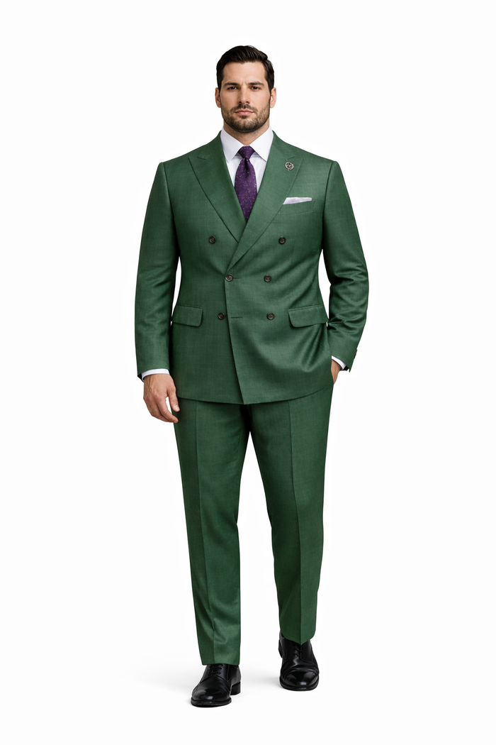 Premium Green Suit with Purple Tie - Stylish Men's Attire