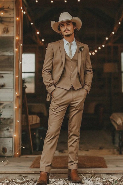 Modern Cowboy Style Suit for Men  Rustic Brown Western Elegance