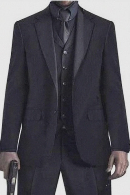 Mens John Wick Vested Black Suit Package  Shirt & Tie