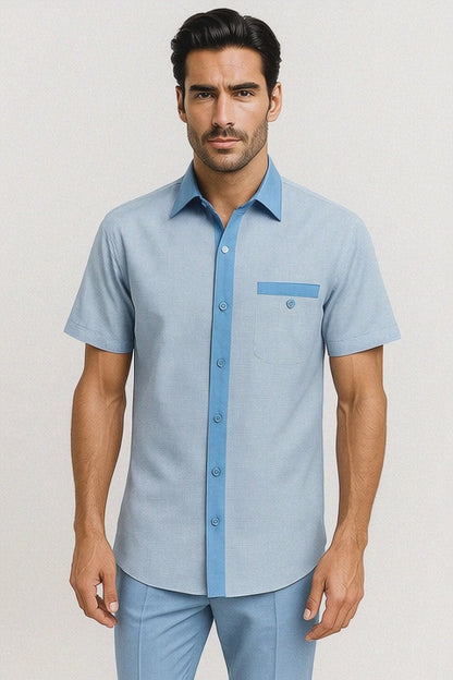 Mens Houndstooth Walking Suit by Dreams by Zacchi  2 Piece Lei sure Set in skyblue- $99