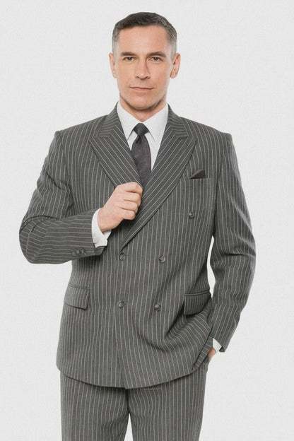 Mens Double Breasted Gomez Addams | Addams Family Costume in Charcoal Grey Pinstripe