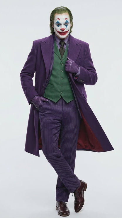Men’s Purple Overcoat Joker Folie à Deux Arthur Fleck Inspired Long Coat – Classic Costume Trench Coat, Stylish Winter Party Wear Jacket