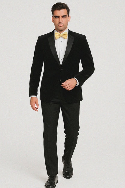 Mens Velvet Notch Tuxedo in Black
