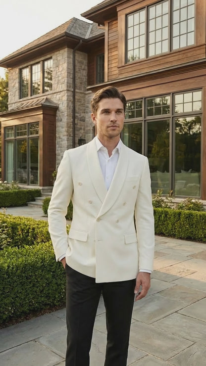 Mens Ivory Dinner Jacket Blazer – Elegant Ivory Cream Off White Formal Blazer Wedding Tuxedo Jacket Evening Wear
