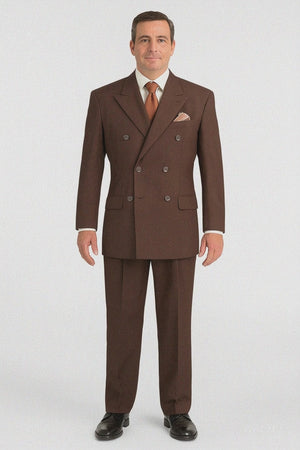 Pleated Suit - Mens Suits With Pleated Pant -  Regular Fit Suit - Brown Suit