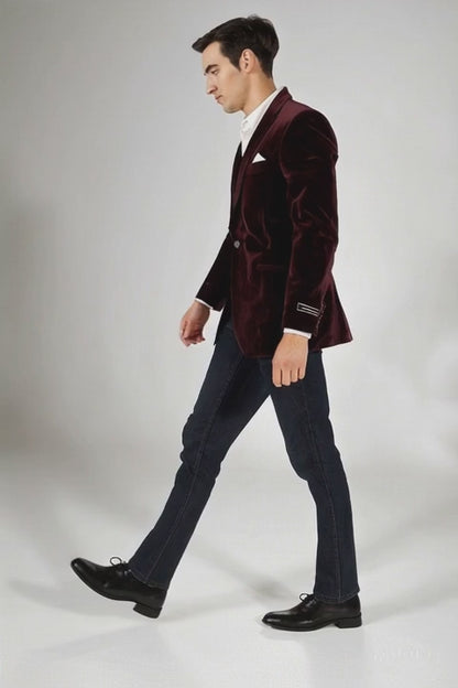 Mens Burgundy Paisley Shawl Blazer