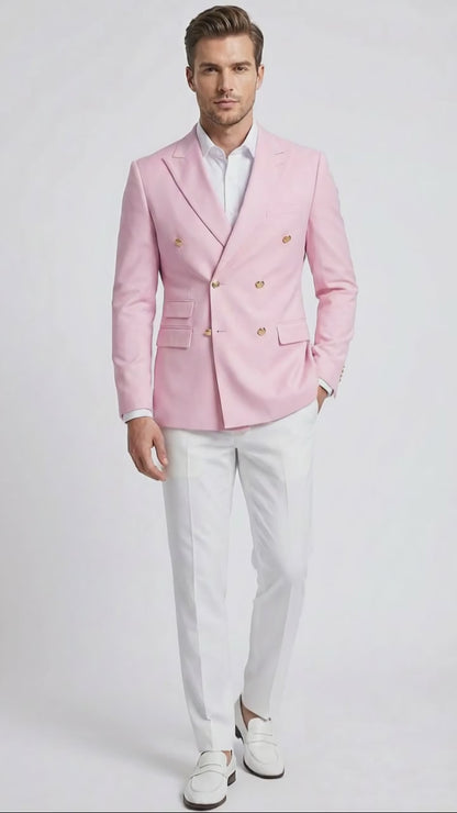 Men’s Light Pink Double Breasted Blazer – Sport Jacket Coat